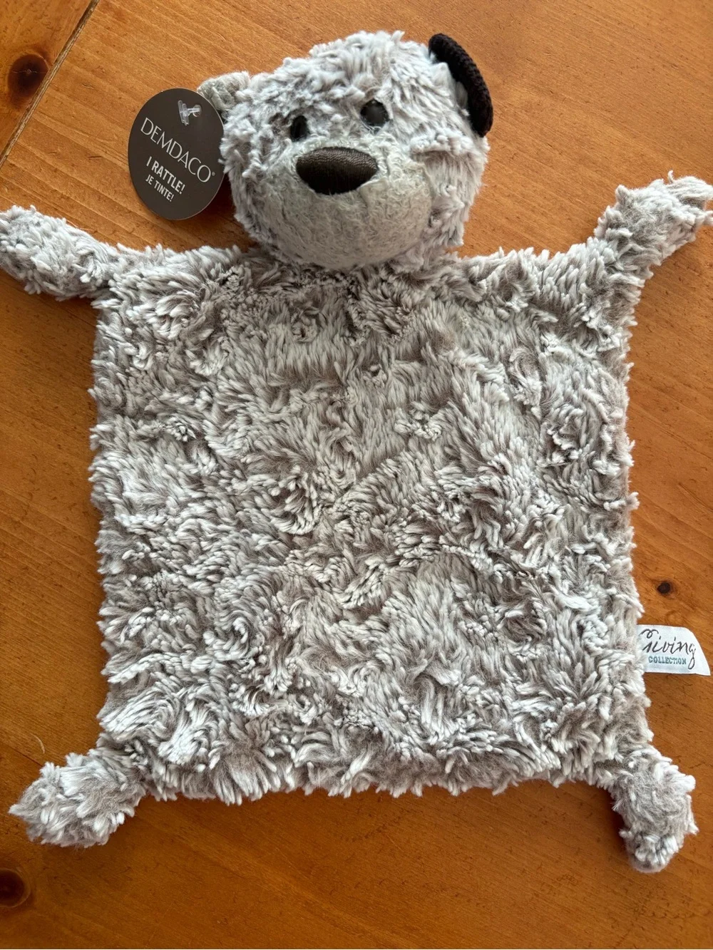 Demdaco Giving Collection Bear Rattle Blankie, Brand New